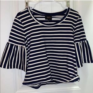 Striped flare sleeve shirt